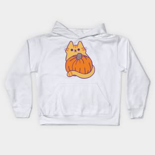 Orange Kitty with Pumpkin Kids Hoodie